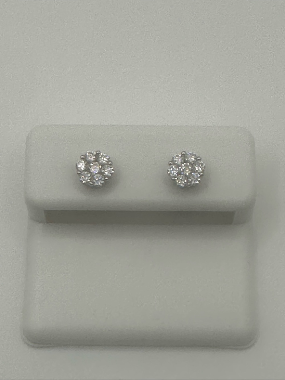 6mm Sterling Silver Moissanite Flower Cluster Stud Earrings